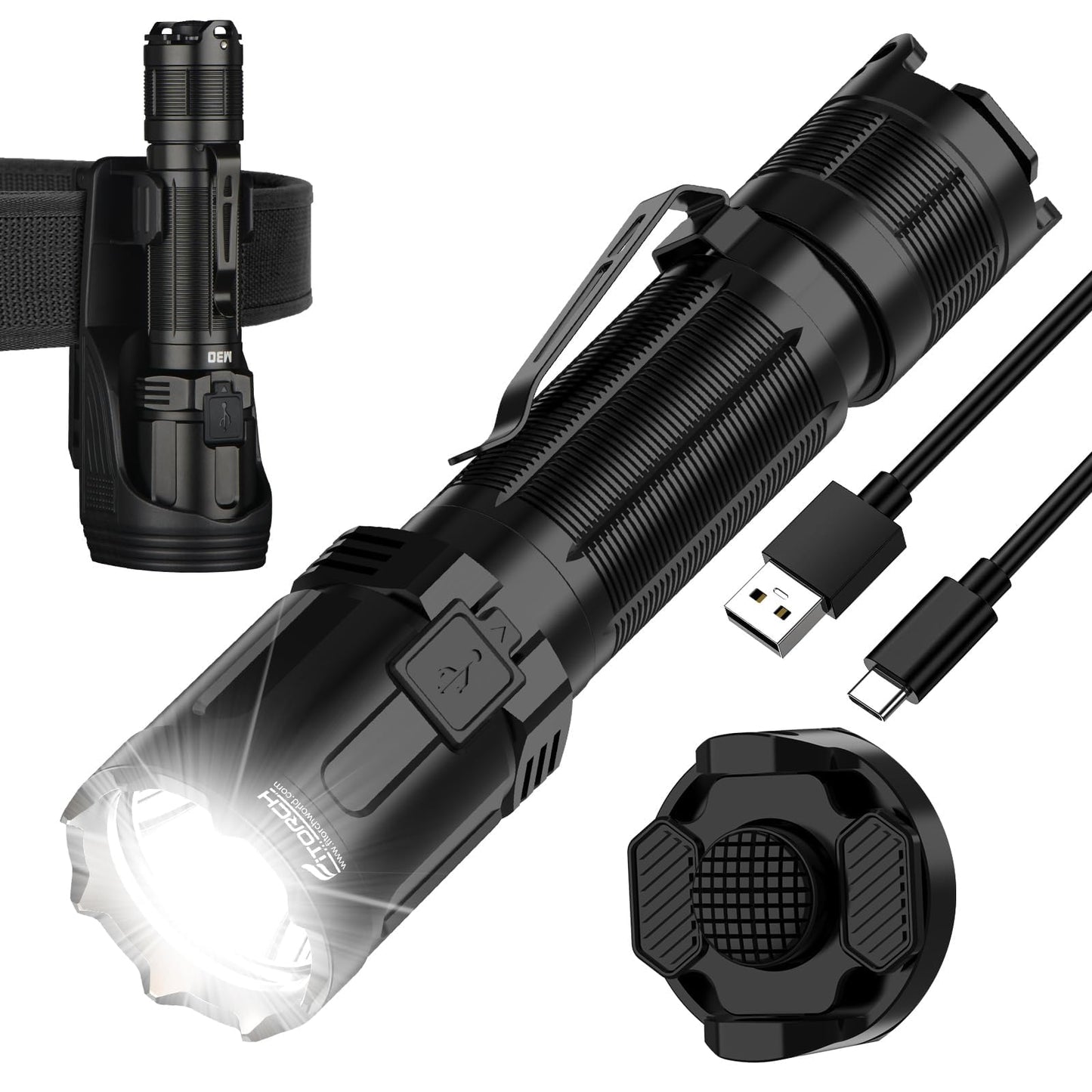HiFOL M30 Tactical Flashlight-3300 High Lumen Duty Belt Flashlight for Law Enforcement,Police EDC Flashlights with Holster Tactical Gear