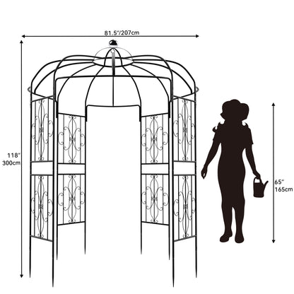 Ultym Birdcage Shape Garden Arch Arbors, 9.8'H x 6.8'W (81.5"W x 118"H) Pergola Pavilion for Climbing Plants Outdoor, Wedding Arches for Ceremony Party, Metal Garden Arbor for Patio, Backyard (Black)