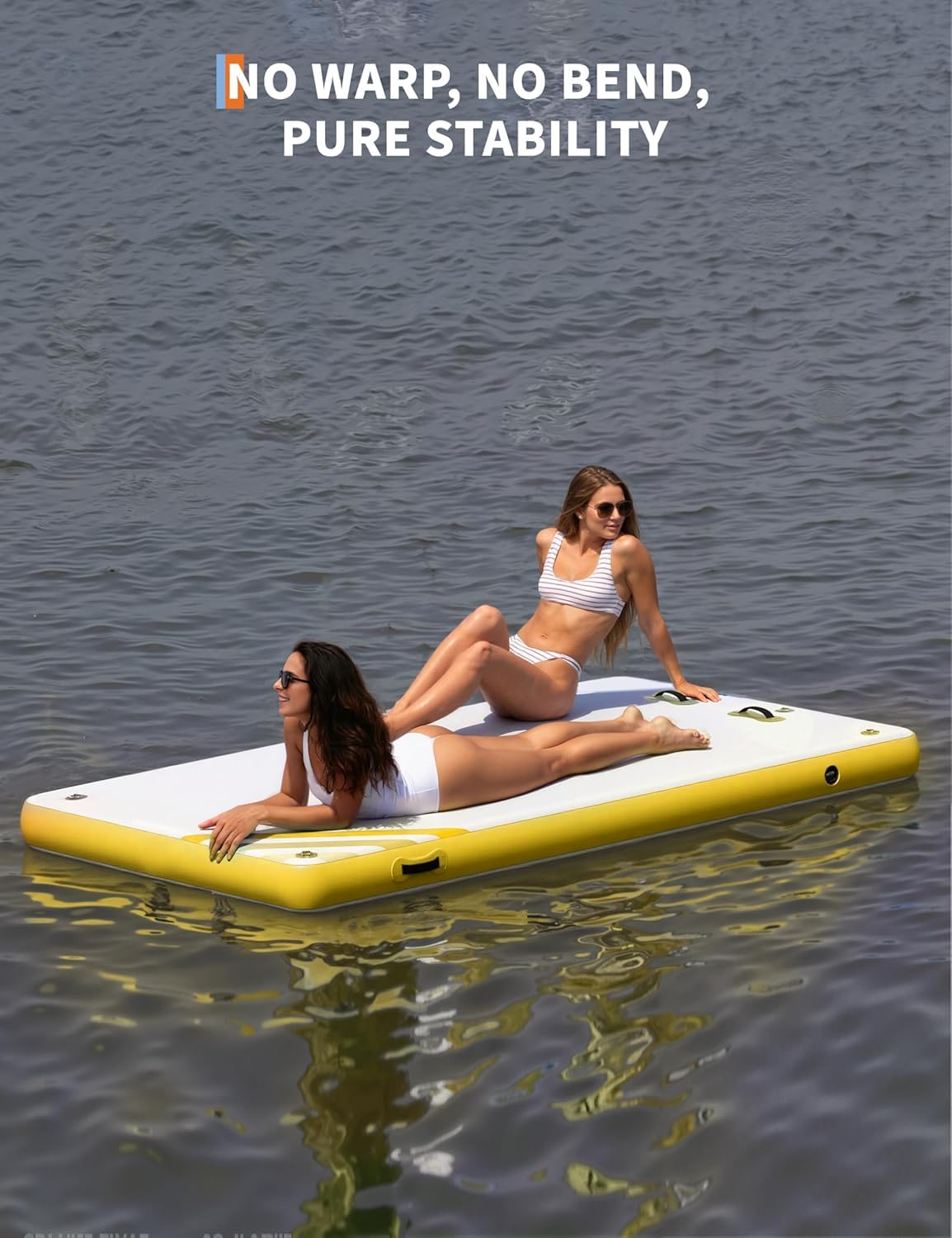 GAOMON Inflatable Dock Floating Platform, Thick Lake Floats for Adults, Non-Slip Air Dock Platform with Portable Carrying Bag, Floating Platform Island for Pool Beach Ocean(Yellow,8 x 6 ft)