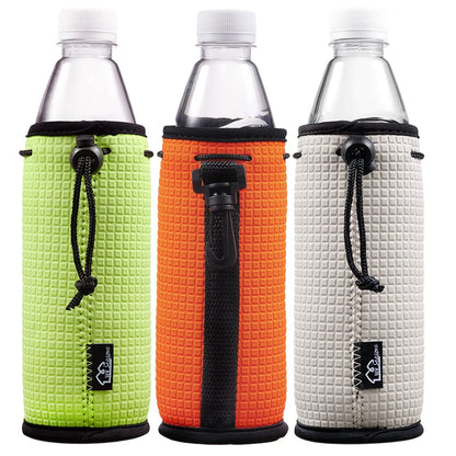 WKieason Neoprene Water Bottle Sleeves Insulators Beverage Bottle Can Sleeves Covers 16 17 18 oz Beer Bottle Sleeves Coolers Holder Non-slip Neoprene Bottle Coolier Sleeves (Neon Green/Orange/Grey)