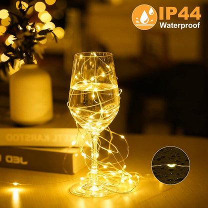 32FT(16 * 2) Fairy Lights Battery Operated, Rechargeable String Lights with Timer, Mini Waterproof LED Twinkle Lights for Bedroom, Christmas Decorations, Wedding Party Decor, Warm White