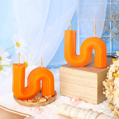 Tondiamo 2 Pcs Aesthetic Candles Twist Shaped Aesthetic Candles Cool S Shape Minimalist Geometric Shaped Soy Wax Scented Art Decorative Handmade for Wedding Birthday Gift(Orange)