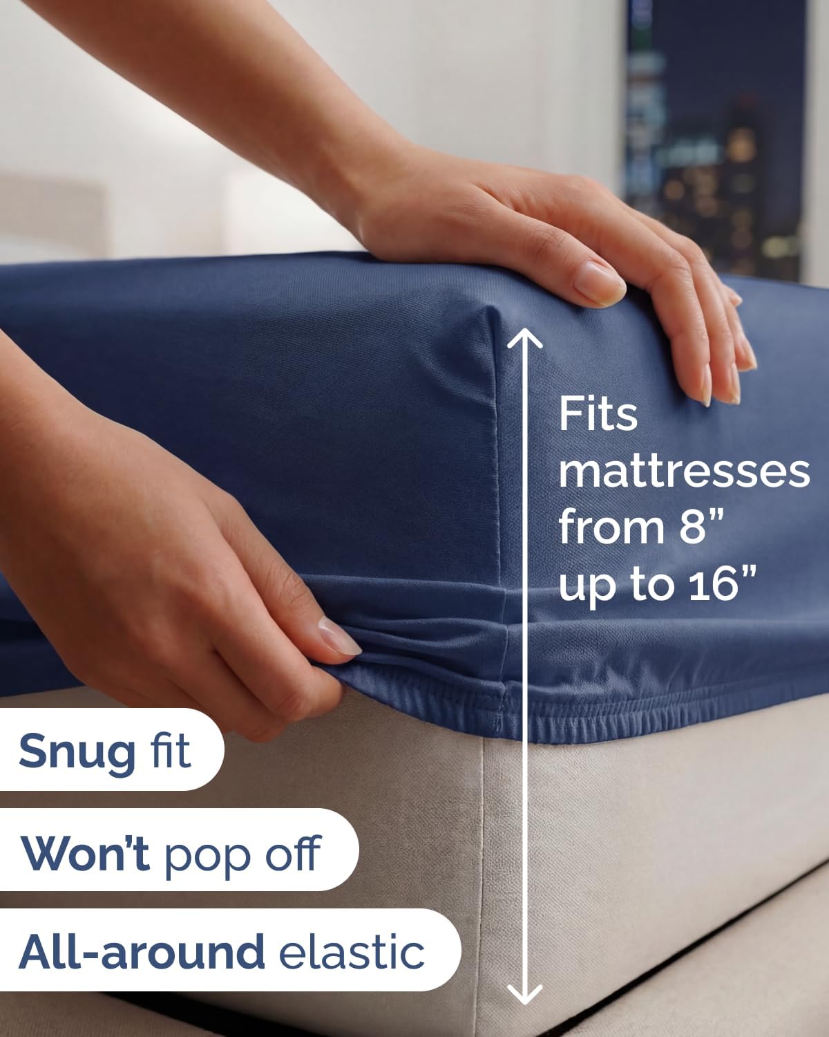 Lightweight Bed Sheet Set by [Brand Name] | Twin XL Cooling Sheets for Hot Sleepers - Breathable & Wrinkle Resistant - Navy Blue