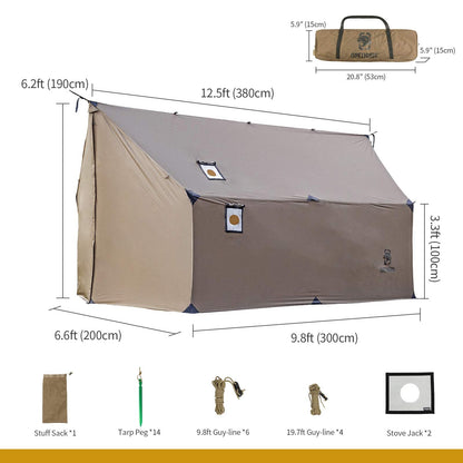 OneTigris TEGIMEN Hammock Hot Tent with Stove Jack, Spacious Versatile Wall Tent with Snow Skirt, 3000mm Waterproof