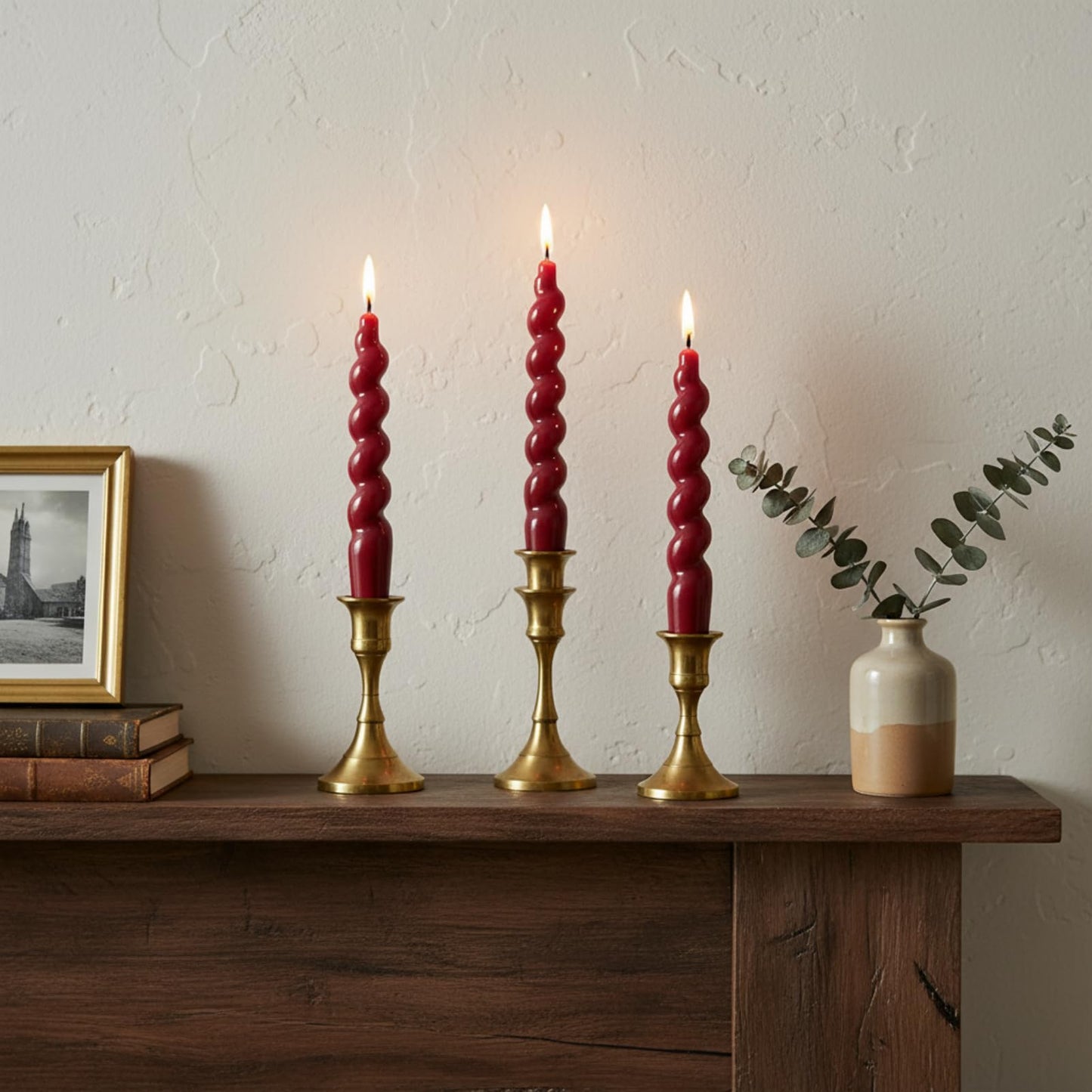 Red Taper Candles Short Candlesticks, 7.5inch Unscented Candle Sticks Dinner Candles for Wedding Centerpiece Home Table Mother's Day Housewarming Party,4 Pack