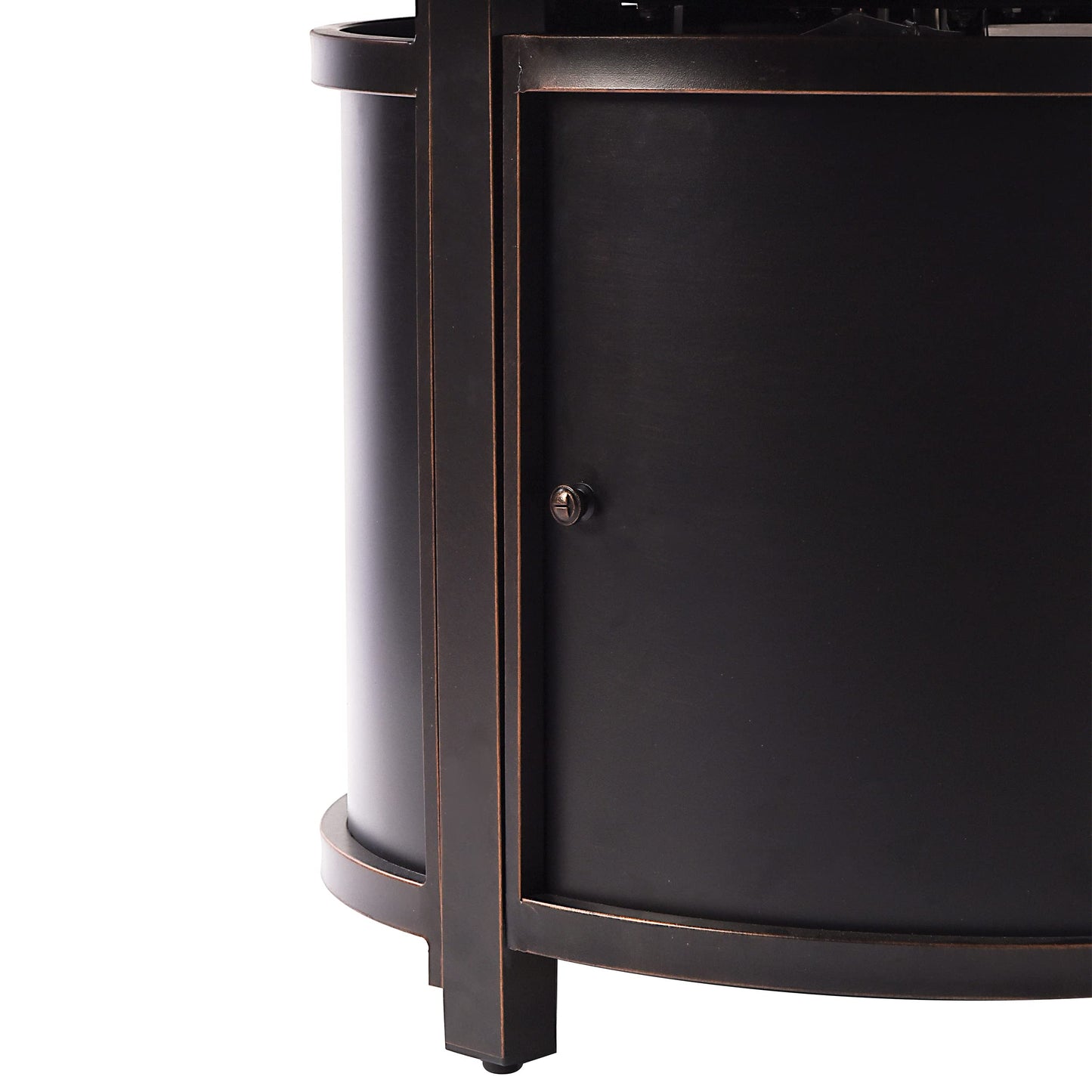 Aluminum 57,0000 BTU 44 in. Round Propane Black Fire Pit Table with Fire Beads, Lid, Propane Tank Cover and Table Fabric Covers in Copper Finish
