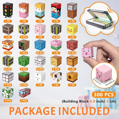 Vdealen 300 PCS Magnetic Blocks-Magnetic Building Blocks Stacking Magnetic Cubes Toy for Kids STEM Montessori Sensory Toys for Boys and Girls Age 3 4 5 6 7 8 9 10 11 12 Christmas Birthday Gift