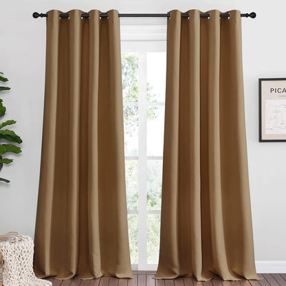 NICETOWN Blackout Curtains - 102-Inch Length, Noise-Reducing, 2 Panels in Gold Brown | W55 x L102 for Luxury Decor