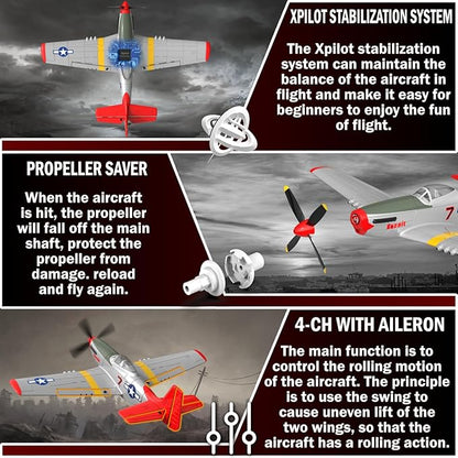 LEAMBE 4 Channel RC Plane Ready to Fly Aerobatic Aircraft Easy Control for Beginners P51 Mustang RC Airplane Best Gift for Adults