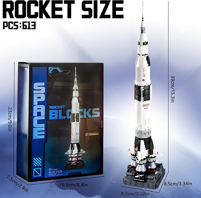 APENGBAOL Saturn V Space Rocket and Vehicles Building Blocks Set613 Precision Space Shuttle Building Block Toys for Kids .Gifts for Adults