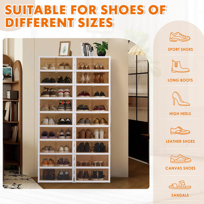 LAFORMO Collapsible Shoe Rack Organizer Foldable Shoe Cabinet with Doors, Large Plastic Folding Shoe Cabinet, Easy Assembly Shoe Shelves Organizer for Entryway (9Tiers,2Groups,36Pairs)
