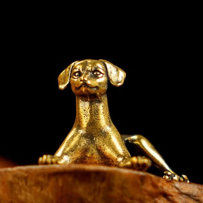 CHOVY Retro Crawling Dog Sculpture - Handcrafted Solid Brass Art Piece | Unique Home Decor Accent
