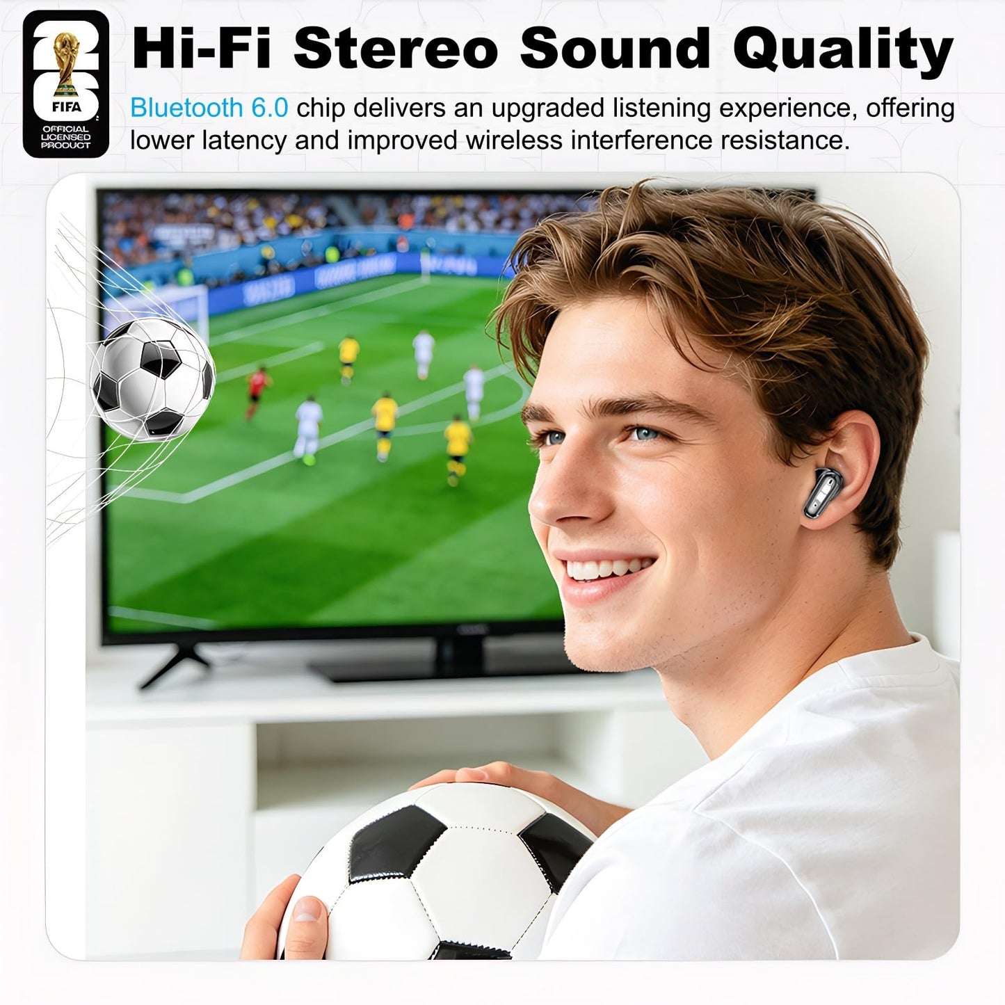 Covbozk FIFA World Cup 2026 Licensed 5-Gear Wind Handheld Turbo Fan and 3-in-1 Wireless Earbuds Flashlight for Outdoor Travel