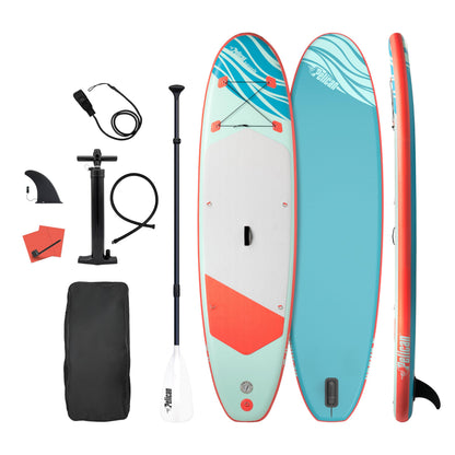 Pelican - Sunseek 10'4 Recreational Inflatable Stand Up Paddle Board - 3 Pieces SUP Paddle - Accessories, Leash, Hand Pump & Carry Bag - 10.4 ft