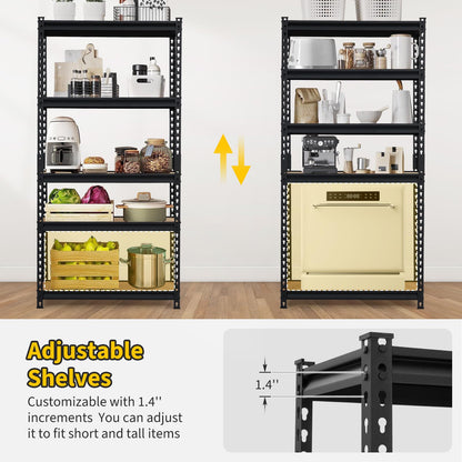MilleLoom 48 in l x 18 in w x 72 in h 5-Tier Heavy Duty Storage Shelving Unit, 2500 LBS Capacity, Adjustable Metal Rack for Garage, Kitchen Pantry, Basement Organization