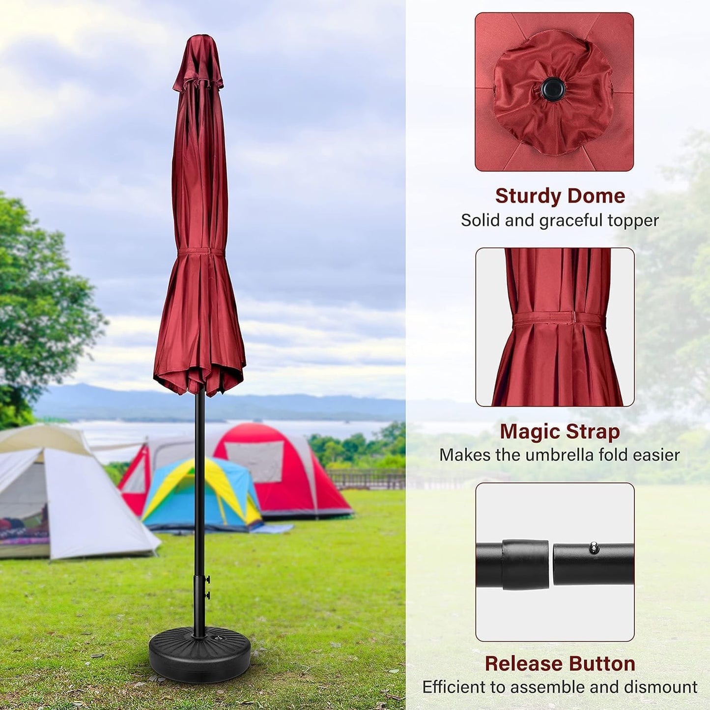 Simple Deluxe 9' Patio Umbrella - Outdoor Market Umbrella with Push Button Tilt & Crank Mechanism