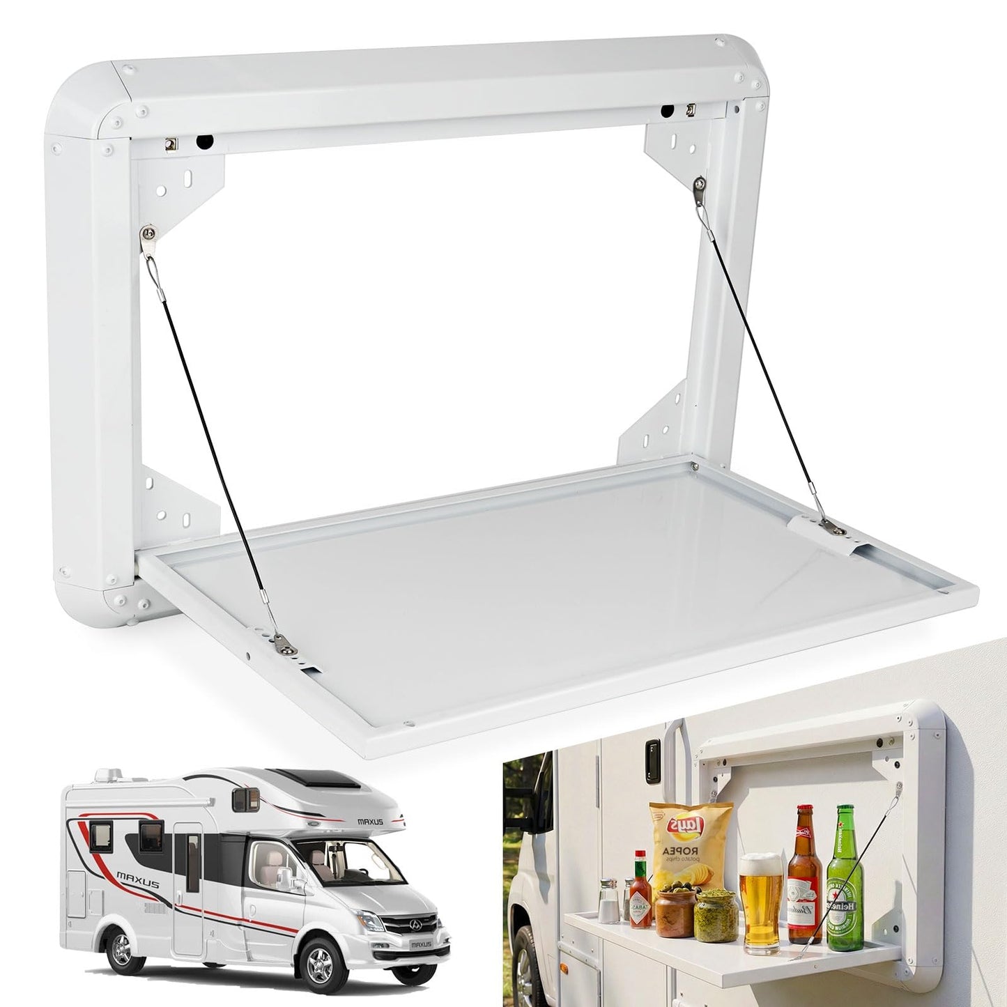 DXGTOZA Foldable Rv Tables Campervan Outside Picnic Wall Mounted Table Aluminum Alloy Folding Wall Table Kit for Campervans/Motorhomes/Travel Trailers/Truck Campers