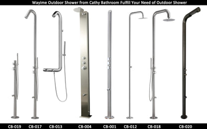 Wayime 33 * 30" Plastic Wood with Stainless Steel Frame Dark Grey Outdoor Shower Stand Platform Without Outdoor Shower, Help Mount Outdoor Shower Without Using Concrete&Without Calling Plumber