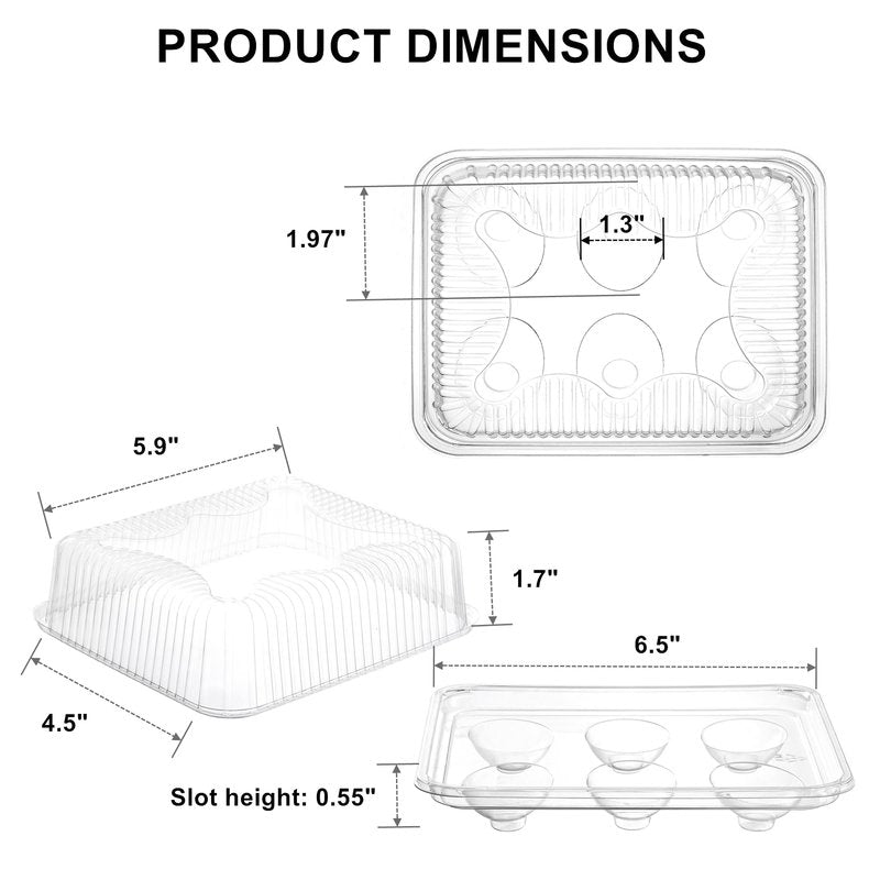 Yopay 50 Pack Deviled Egg Trays with lid, Plastic Clear 6 Slots Deviled Eggs Halves Carrier Deviled Container Dish Plate Holder for Party, Classic Cuisine Trays