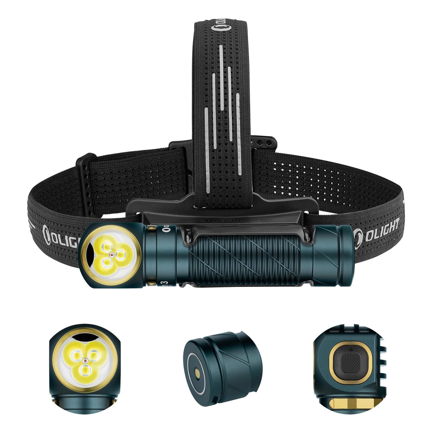OLIGHT Perun 3 Rechargeable Headlamp Flashlight, 3000 Lumens LED Headlight with Red Light, Waterproof Head Lamp with Headband for Outdoor Camping, Hiking, Working (Dream Blue)