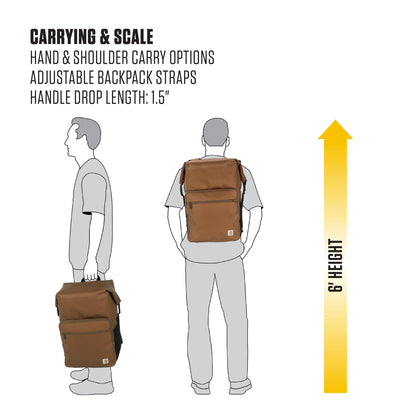 Carhartt Thick Foam Fully Insulated Cold Front Coolers, Premium Ice Retention, Durable Water Resistant Material W/Front Zippered Pocket, 30 Can Cooler Backpack, Tarmac