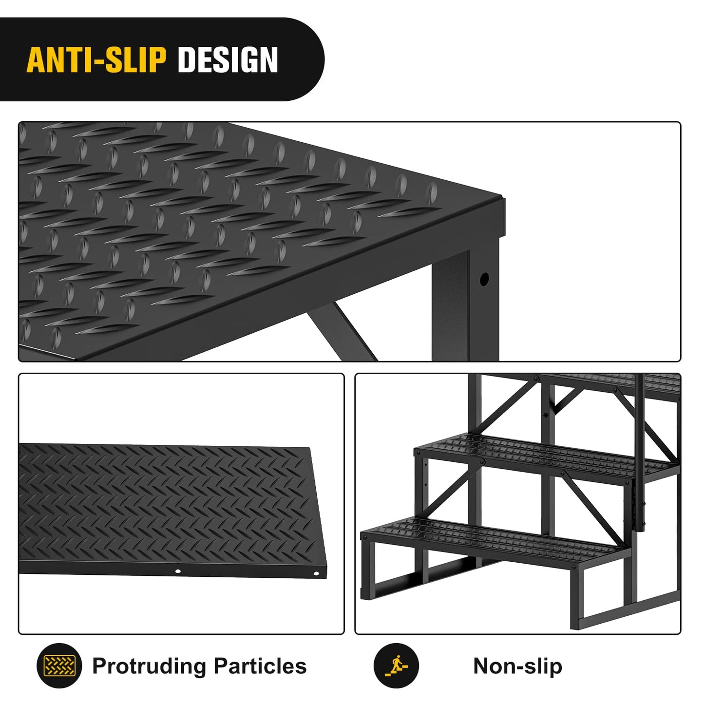 Nilight RV Steps with Handrail, 3 Steps Hot Tub Steps Outdoor RV Stairs Step Portable Mobile Motor Home Stairs for Camper Travel Trailers Dock Entry Steps 5th Wheel RV Porch with Anti-Slip Handrail