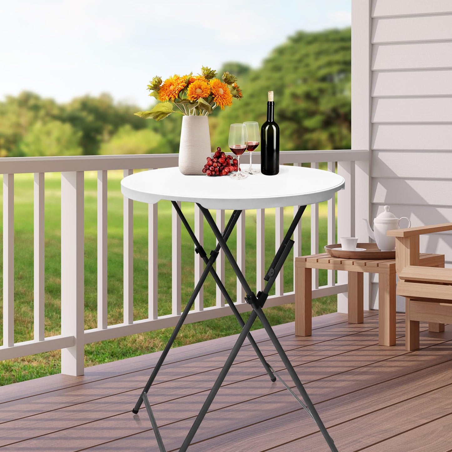 HEPINGONHE Folding 2-Pack 32in Bar Table Round Foldable Cocktail Table for Indoor and Outdoor Use Compact Design Portable Ideal for Parties Events Dining and Gatherings