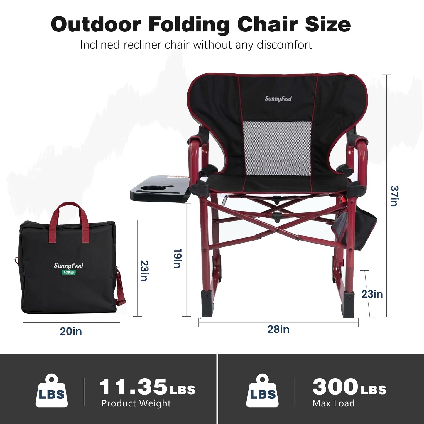 SUNNYFEEL Camping Directors Chair Set of 2 Aluminum Oversized Portable Folding Chair with Side Pocket and Adjustable Side Table for Beach, Fishing, Trip, Picnic, Lawn, Outdoor Foldable Camp Chairs