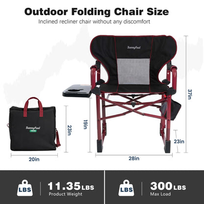 SUNNYFEEL Camping Directors Chair Set of 2 Aluminum Oversized Portable Folding Chair with Side Pocket and Adjustable Side Table for Beach, Fishing, Trip, Picnic, Lawn, Outdoor Foldable Camp Chairs