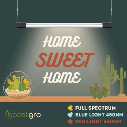 BoostGro 3FT LED Succulent Terrarium Plant Grow Light Linkable Full Spectrum Daylight with Enhanced 660nm Red and 450nm Blue LightTech Indoor Lighting Fixture (3 FT)
