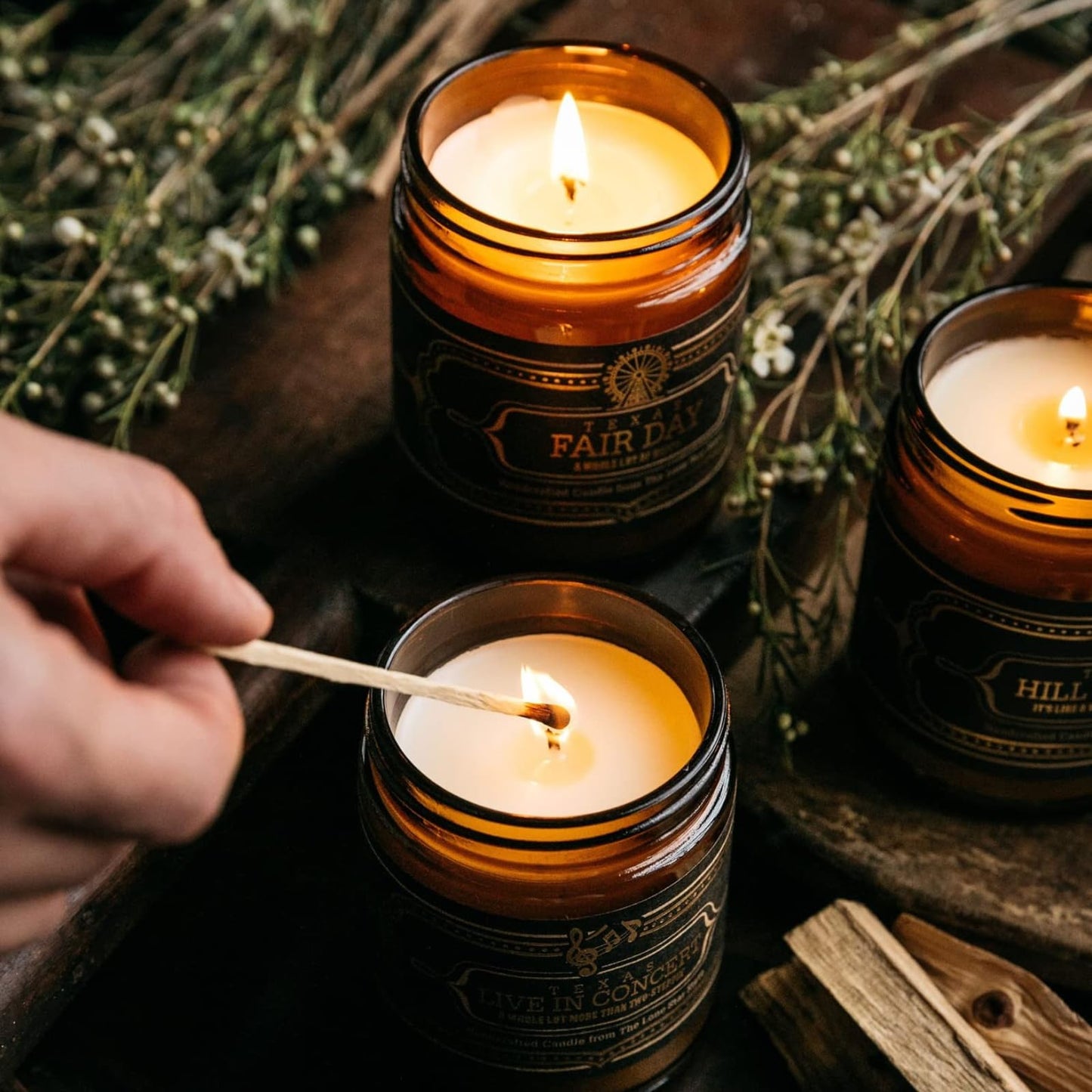Jackson Vaughn Scented Texas Candle | Aromatherapy Long Lasting Candles Luxury Home Fragrance Decor Gifts Hand Poured Soy Wax Blend Notes Wild Sage, Vanilla, Campfire 40 Hour Burn 9oz (Texas)