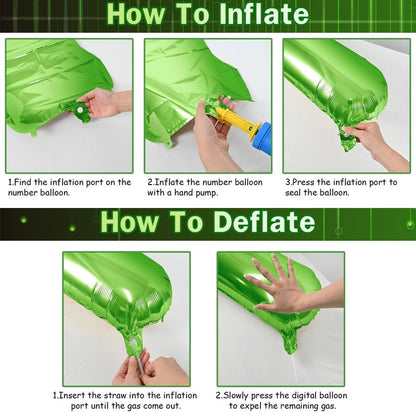 Green 4 Balloons, 40 Inch Large Foil Number Balloons Set 0-9, Self Inflate Digital 4 Helium Balloon for Boys Girls Men Women Jungle Birthday Anniversary Party Decorations Photo Shoot Supplies