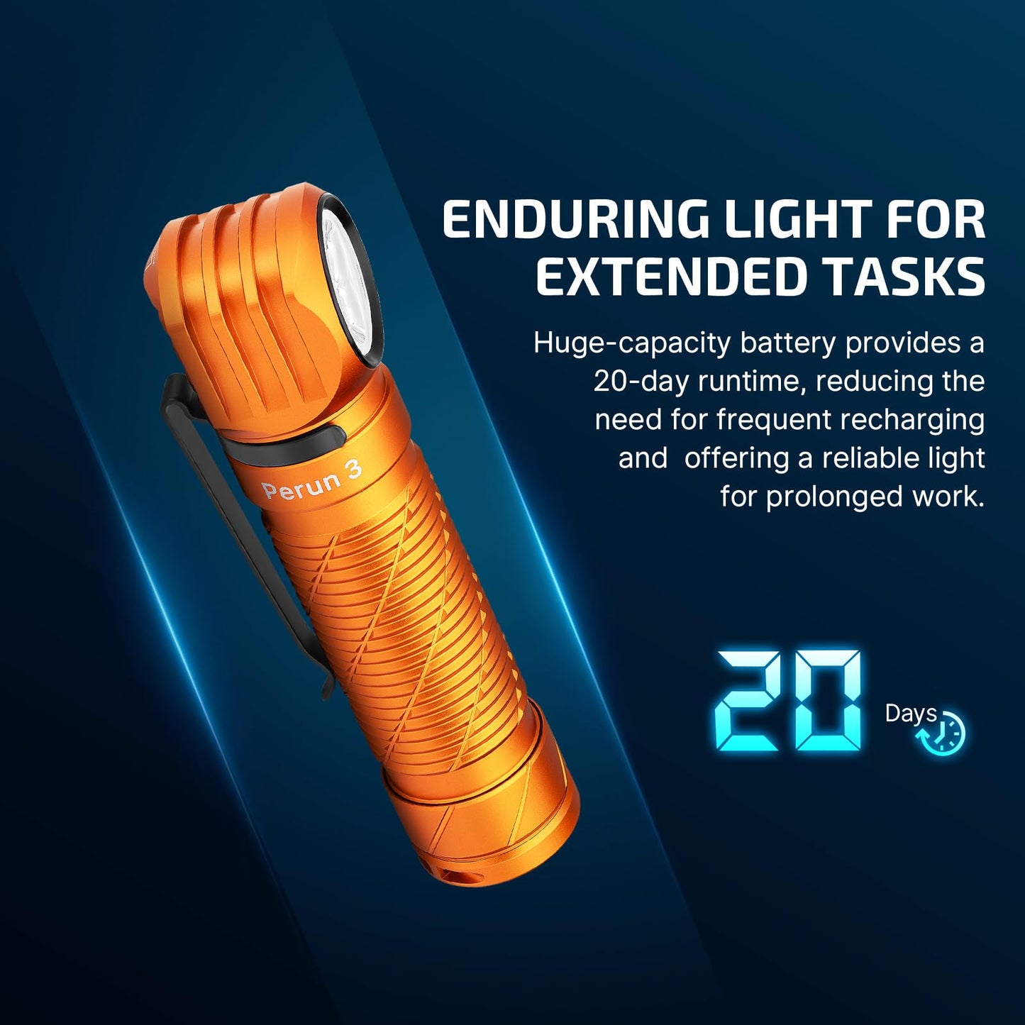 OLIGHT Perun 3 Rechargeable Headlamp Flashlight, 3000 Lumens LED Headlight with Red Light, Waterproof Head Lamp with Headband for Outdoor Camping, Hiking, Working(Orange)