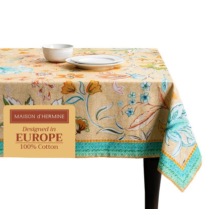 Maison d' Hermine Table Cloth Square Table 100% Cotton 54 x 54 Inches Tablecloth Reusable Decorative for Dining Kitchen Room Farmhouse Home Gifts for Mothers Day Spring Summer - Luxury Loft - Peach