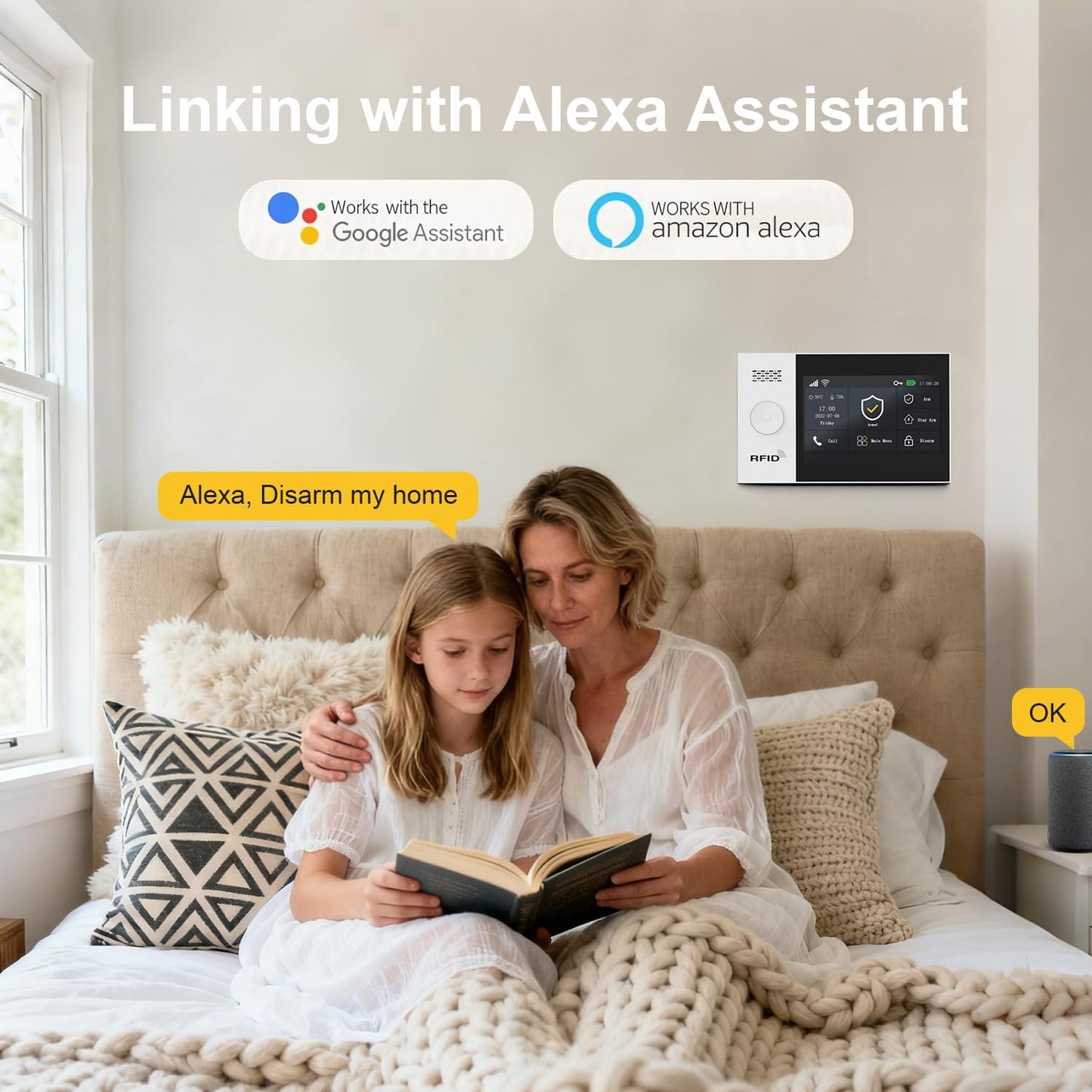 Wireless Alarm System for Home Security,4.3in Touch Screen 24PcsWiFi+GSM/4G Door/Window Home Security System,APP Control,SOSButton,Remotes,Compatible with Alexa,Real-Time Alert & App Control