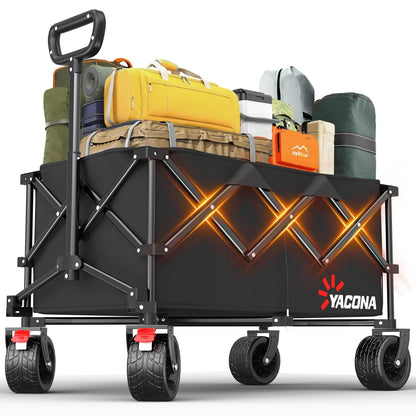 Extra Large Collapsible Wagons Carts Foldable, 450lbs Heavy Duty Folding Beach Wagons with Big All-Terrain Wheels, Utility Wagon Carts for Groceries, Outdoor Camping, Shopping, Beach, Garden