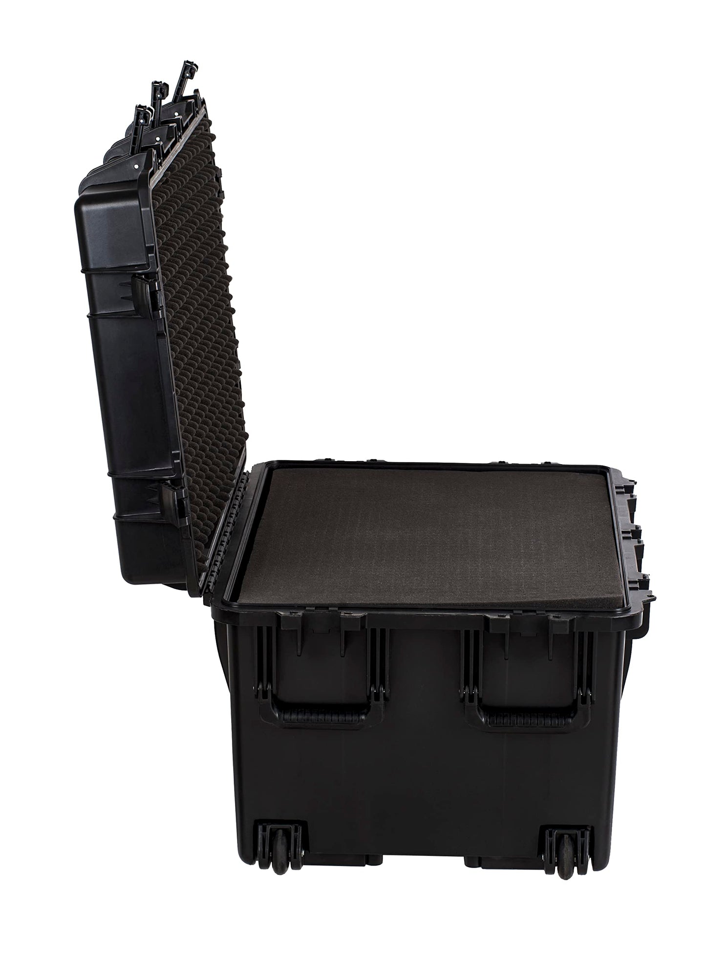 MEIJIA Portable All Weather Waterproof Camera Case,Customizable Fit Foam with Rolling Wheels and Retractable Pull Handle,33.25"X24.4"X19.3"