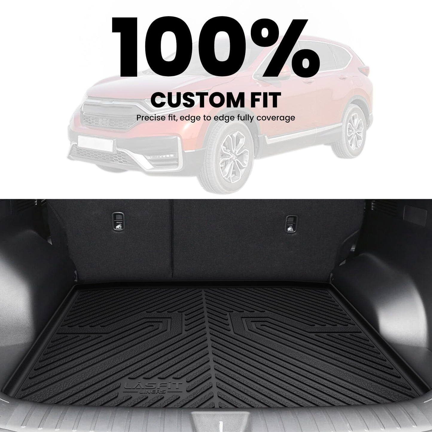 LASFIT Cargo Mat for Honda CR-V 2017-2022 (Tray in Lower Position), Custom Fit Trunk Mat, Raised Edge All Weather Protection, Kid & Pet Friendly, Easy Clean for Family Use, Black (Not for Hybrid)
