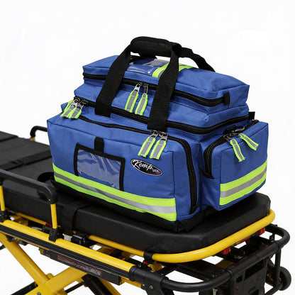 Kemp USA Large Trauma EMS Bag Royal Blue Emergency Medical Equipment Storage for EMT First Responders 600D Nylon Multi Compartment First Aid and Preparedness Gear Carrier