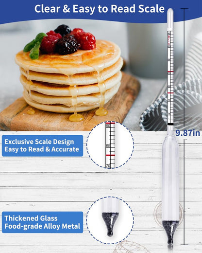 CIMALAB Maple Syrup Hydrometer Test Cup Kit, Hydrometer for Maple Syrup Making, Maple Syrup Hydrometer Kit with Baume and Brix Scale, Maple Syrup Supplies for Measuring Sugar Content in Syrup Sap