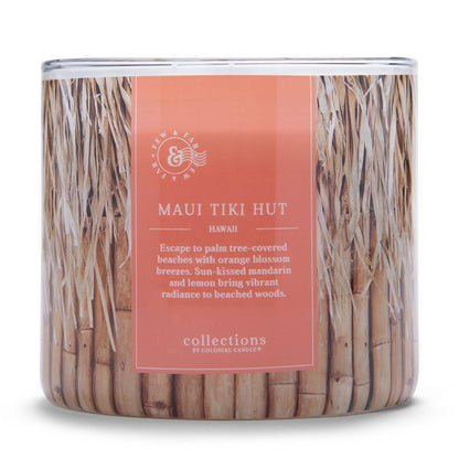 Colonial Candle Maui Tiki Hut Scented Jar Candle, Travel Collection, 3 Wick, Peach, 14.5 oz - Up to 60 Hours Burn