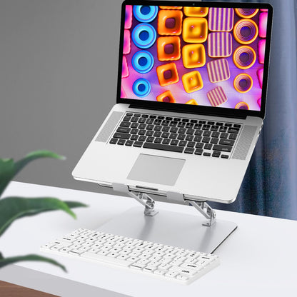 Gogoonike Laptop Stand for Desk, Adjustable Laptop Riser, Metal Foldable Computer Stand Holder Portable Notebook Mount, Ventilated Cooling Notebook Stand Compatible with 10-15.6” Laptops