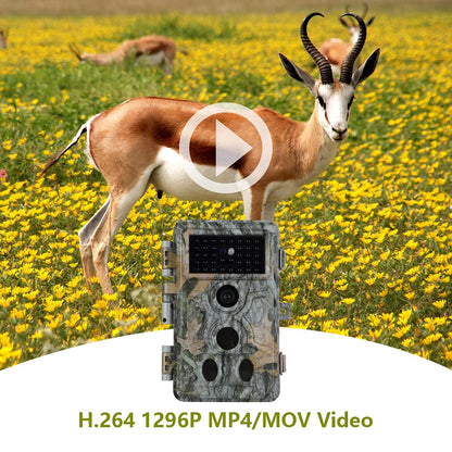 Agitato 4-Pack Wildlife Camera 64MP 1296P H.264 Video 0.1s Trigger Speed with 100ft Night Vision Motion Activated IP66 Waterproof for Outdoor Surveillance Hunting Research