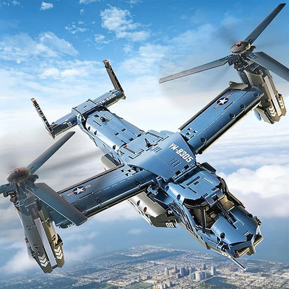 Military Helicopter Building Kit Fighter Jet V-22 Osprey Airplane Sets -1486 PCS Army Rescue Aircraft Model Toys Birthday Gifts for Adults Men Teens Boys 8-12 14+