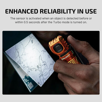 OLIGHT Perun 3 Rechargeable Headlamp Flashlight, 3000 Lumens LED Headlight with Red Light, Waterproof Head Lamp with Headband for Outdoor Camping, Hiking, Working(Orange)
