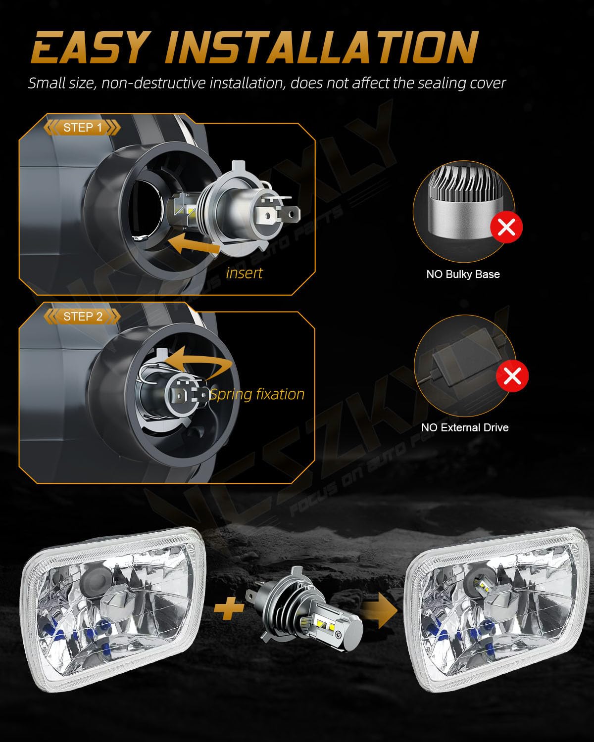 VCSZKXLY 2025 5x7 7x6 H6054 LED Headlights Compatible for 2003 2004 2005 2006 2007 2008 2009 Chevy Kodiak GMC C4500 C5500 C6500 TopKick Headlight High Low Beam, DOT Approved, 500% Brightness