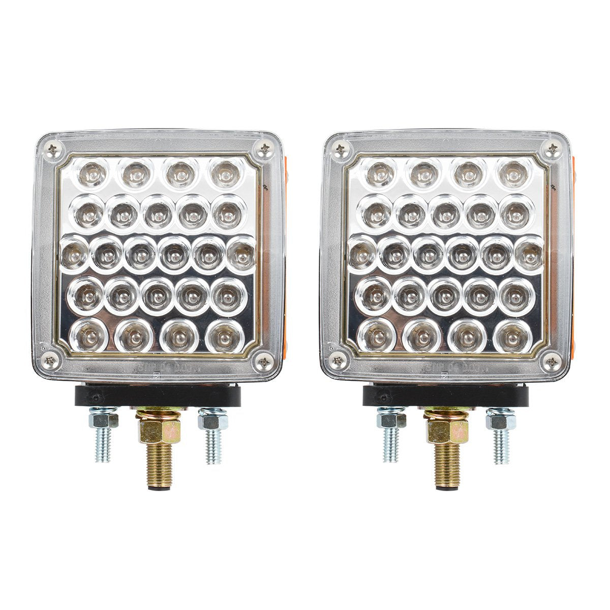 GG Grand General 77616 LED Pedestal Light (Square Double Faced Dual Function Amber/Red Pearl with Clear Lens in Twin Pack)