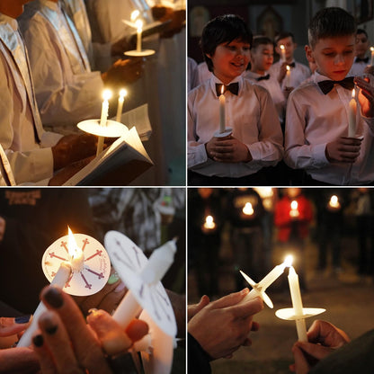 AYIQIW 100 pcs Church Candles with Drip Protectors for Devotional Candlelight Vigil Service, Unscented White 5" H X 1/2" D, No Smoke, Shabbat, Praye