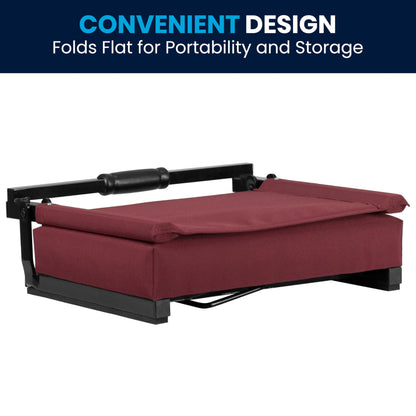 Flash Furniture Grandstand Portable Stadium Seats for Bleachers or Benches, Folding Padded Stadium Chairs with Handle, Pack of 2, 500 lb. Weight Capacity, Maroon