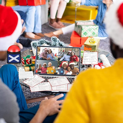 Syhood Christmas Friendly Feud Card Game with 2 Answer Buzzers Fun Xmas Family Trivia Quiz Party Game Night Activities for Adults Office Large Group and Team Building